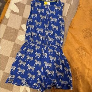 Mini Boden Blue Zebra Print Kids Romper